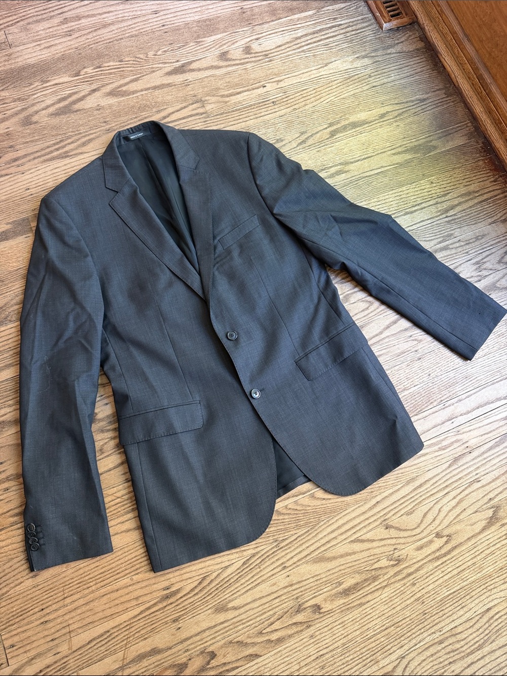 Hugo Boss Men's The Jam Dark wool Charcoal Two-Button Suit Blazer 42L EUC - Picture 3 of 11